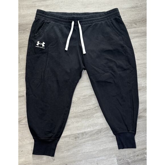 Under Armour Rival Fleece Jogger Sweatpants Women's 2X Black Loose Stretch Plus - Picture 1 of 5